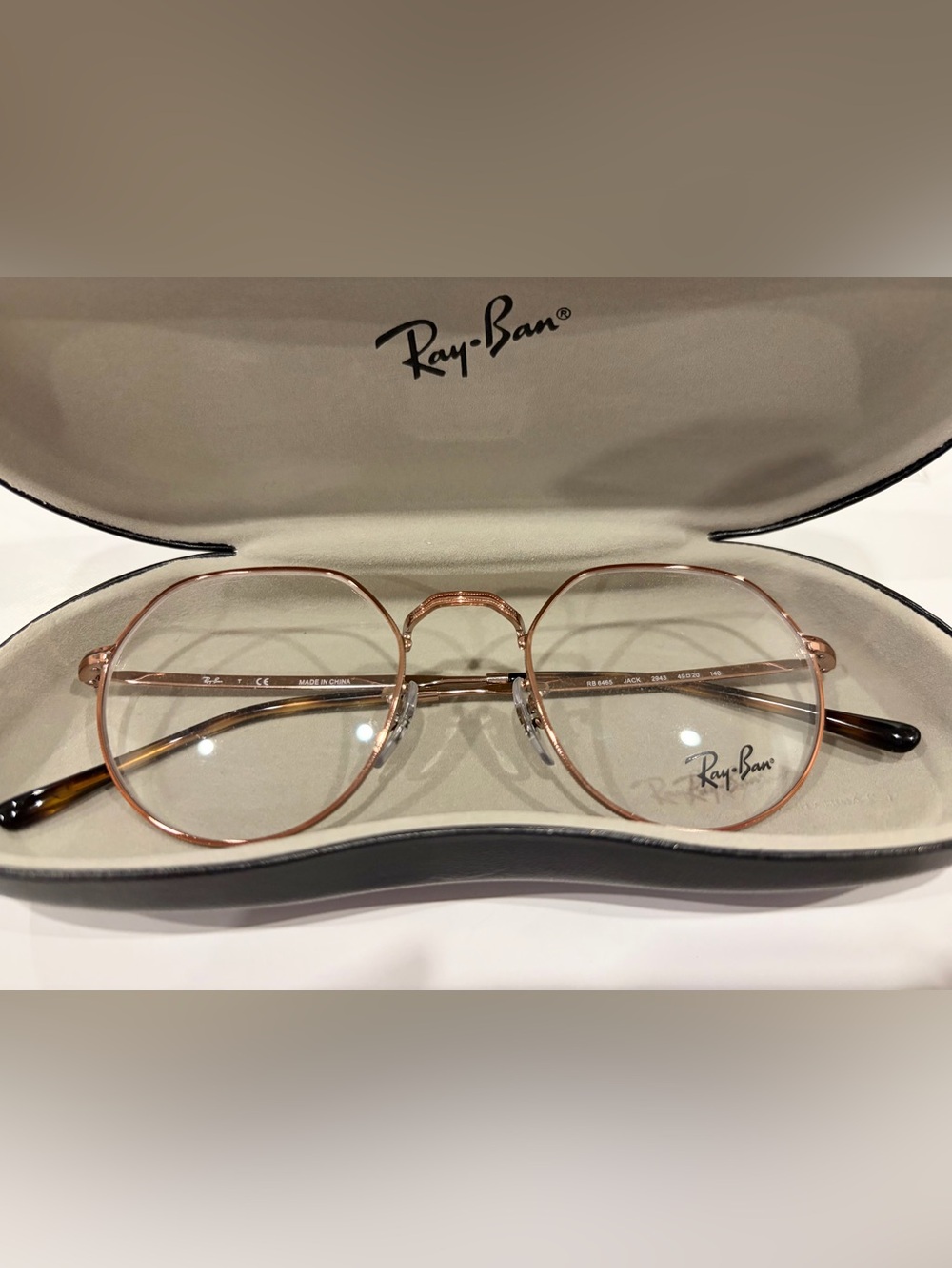 Ray-Ban Jack Optics RB6465 Rose Gold Eyeglasses with Demo Lenses & Case